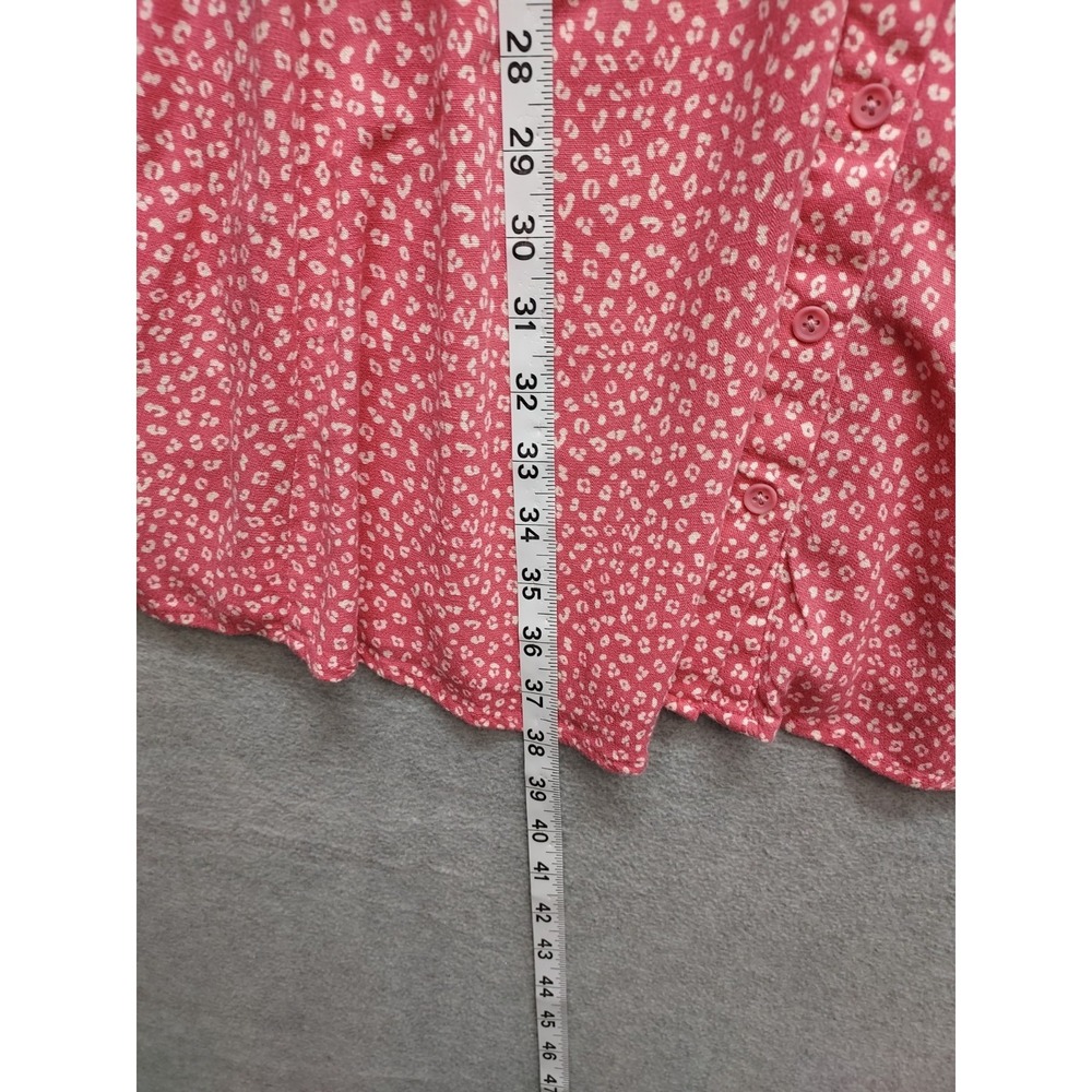 Torrid Women Skater Dress 1 Pink White Floral Scoop Neck Puff Sleeve Logo Casual - Picture 8 of 16